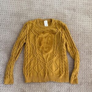 Disney Donald Mustard Cable Knit Sweater